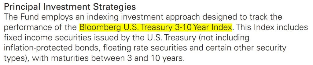Snapshot from the Vanguard Intermediate-Term Treasury ETF (VGIT) summary prospectus.